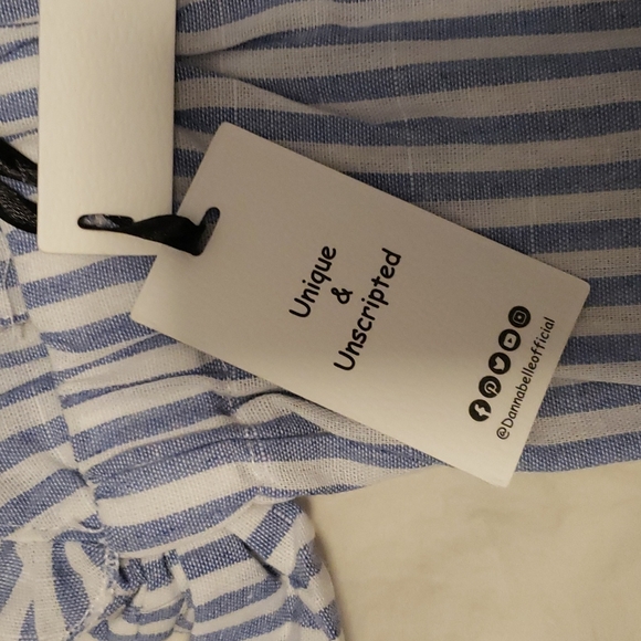 NWT Danna Belle Blue Striped Ruffle Shortall Romper 18 Months - Picture 5 of 8